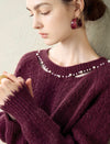 Burgundy Wool-Blend Cutout Neck Sweater