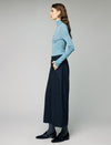 Wool Blend Elastic-Waist Pleated Wide-Leg Culottes