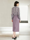 Solid High‑Waist A‑Line Midi Skirt