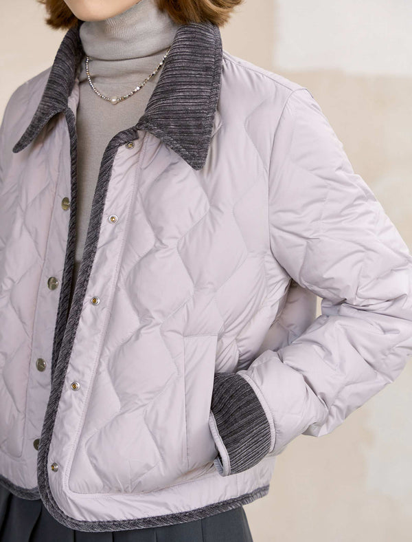 Quilted Contrast Collar And Cuffs Down Jacket