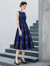 Floral Print Crewneck Sleeveless Fitted Midi Dress