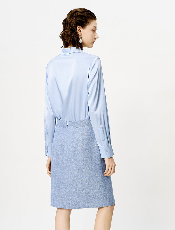 Light Blue Loose Long-Sleeve Professional Shirt