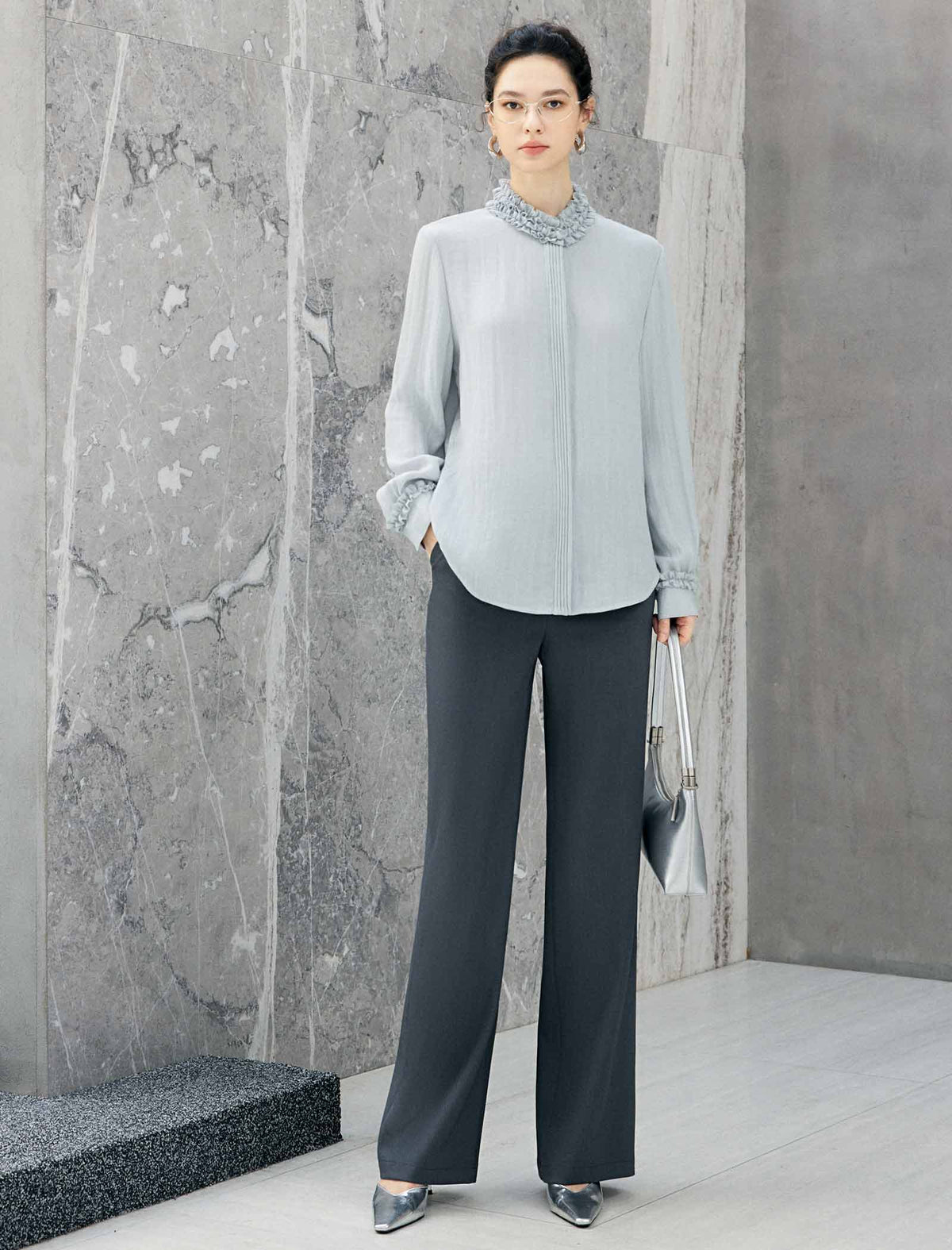 High Waist Wide Leg Full Length Trousers