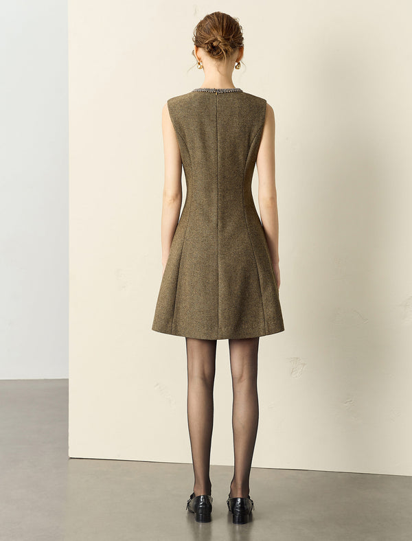 Wool-Blend Tweed Sleeveless Dress