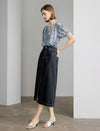 Denim Front Slit Midi Skirt