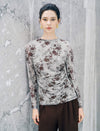 Vintage Floral Print Long Sleeve Ruched Top