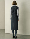 Wool Blend Deep V-Neck Sleeveless Dress