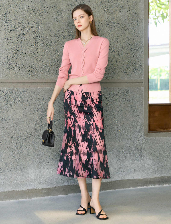 V-Neck Twisted Detail Knit Top