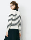 Striped Lapel Slim Fit Long-Sleeve Knit Sweater