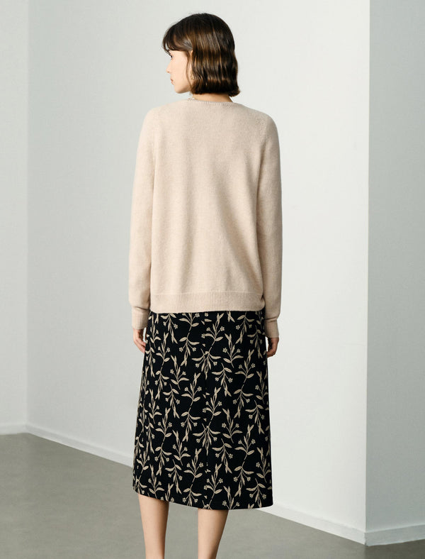 100% Wool Round Neck Long-Sleeve Knit Cardigan