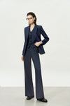 Navy High-Waisted Loose Straight Leg Suit Pants