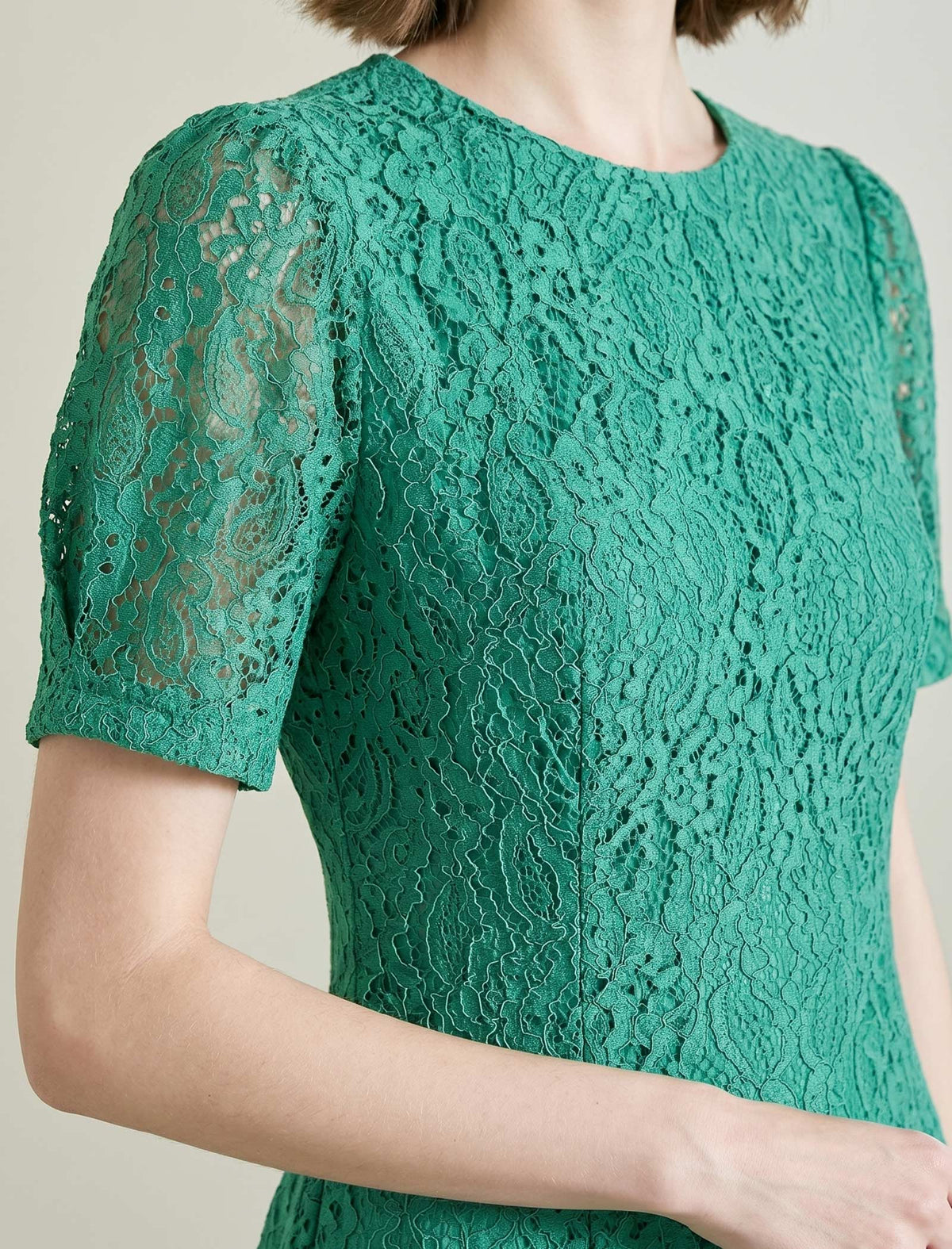 Light Blue Lace A-Line Midi Dress