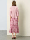 Dusty Pink Single Button Rolled Cuff 3/4 Sleeve Blazer