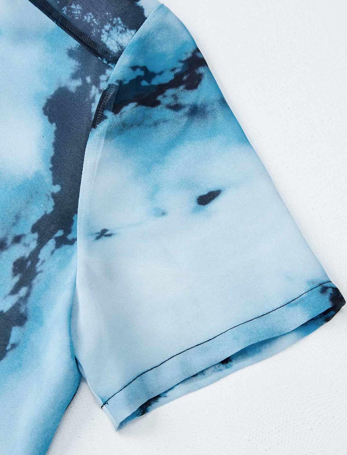 Blue Tie-Dye Print Chiffon Midi Dress