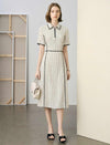 Ivory Polka Dot Contrast Trim Midi Shirt Dress