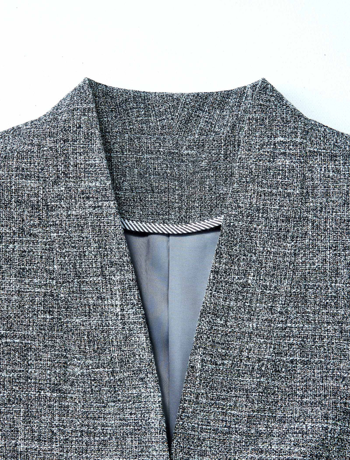 Grey Textured Cropped Blazer