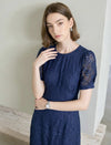 Light Blue Lace A-Line Midi Dress