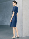 Belted Short Sleeve Denim Sheath Mini Dress