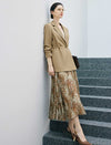 Notched Lapel Drawstring Waist Long Sleeve Jacket