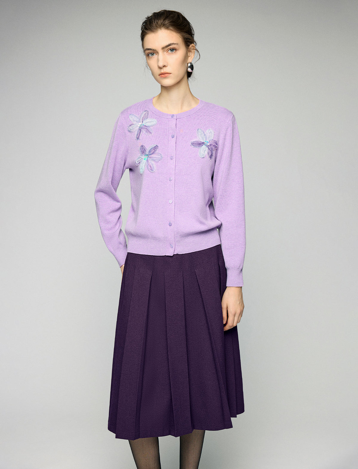 Vintage A-Line Pleated Midi Skirt
