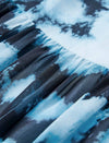 Blue Tie-Dye Print Chiffon Midi Dress