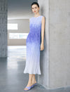 Ombre Crinkle Pleat Sleeveless Midi Dress
