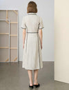 Ivory Polka Dot Contrast Trim Midi Shirt Dress