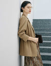 Notched Lapel Drawstring Waist Long Sleeve Jacket