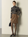 Zebra Print Mock-Neck Long-Sleeve Knit Top