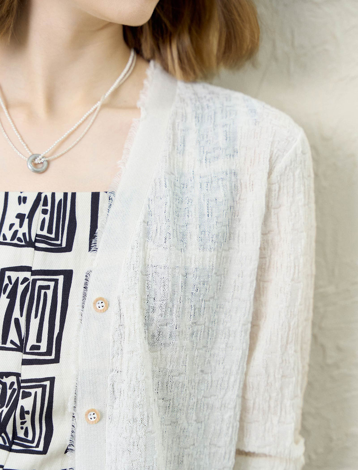 Lightweight Textured Knit V-Neck Cardigan