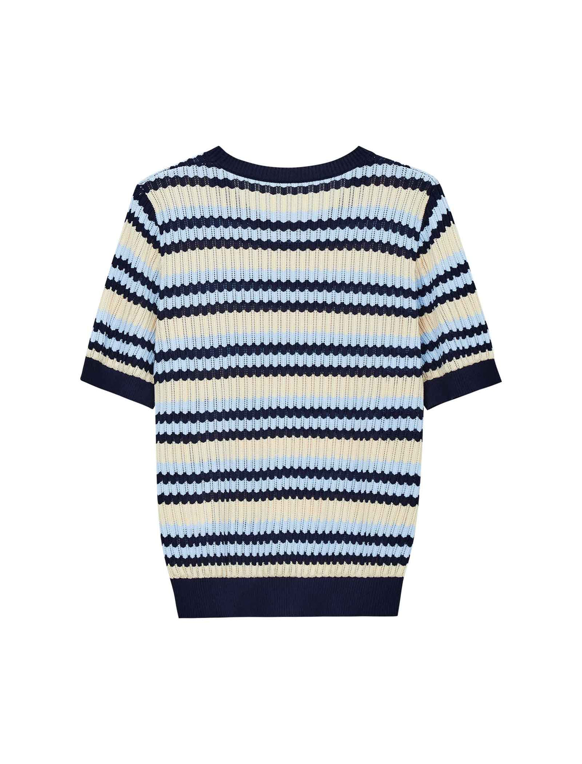 Tencel Striped Short-Sleeve Knit Top