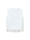 White Layered Hem Sleeveless Button Tank Top