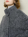Wool-Alpaca Blend Stand Collar Textured Coat