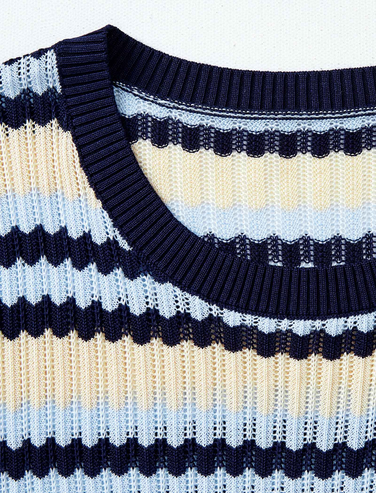 Tencel Striped Short-Sleeve Knit Top