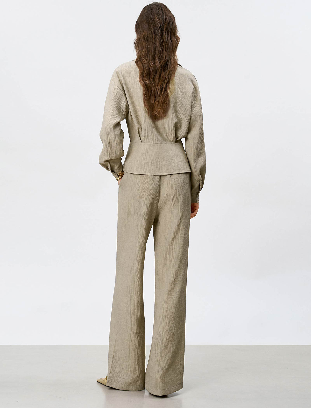Tencel-Wool Blend Peplum Shirt