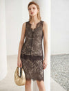 Sheer Lace Midi Skirt