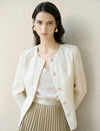 Ivory Sequin Lace Cropped Jacket