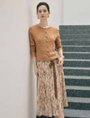 100% Wool Round Neck Button Long Sleeve Cardigan