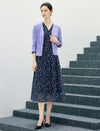 Floral Print V-Neck Long Sleeve Midi Dress