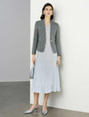 Grey Textured Cropped Blazer