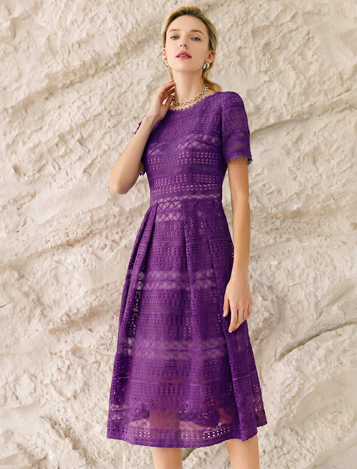 Salerno Soft Lace A-Line Midi Dress