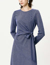 Waist-Defining Slim Fit Long-Sleeve Midi Dress