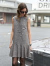 Heathered Mixed-Yarn Sleeveless Ruffle-Hem Dress