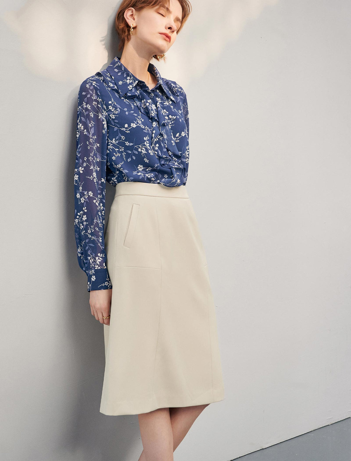 Solid Color Relaxed A-Line Skirt