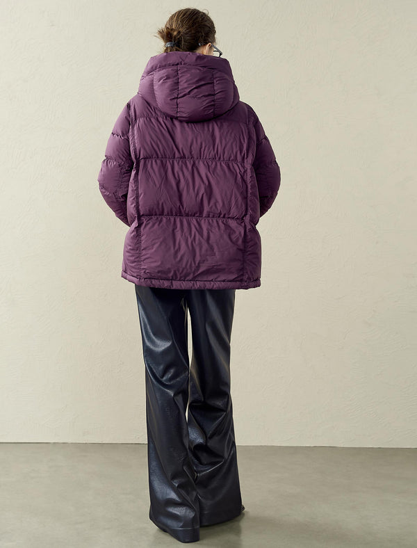 High Collar Hooded Down Jacket