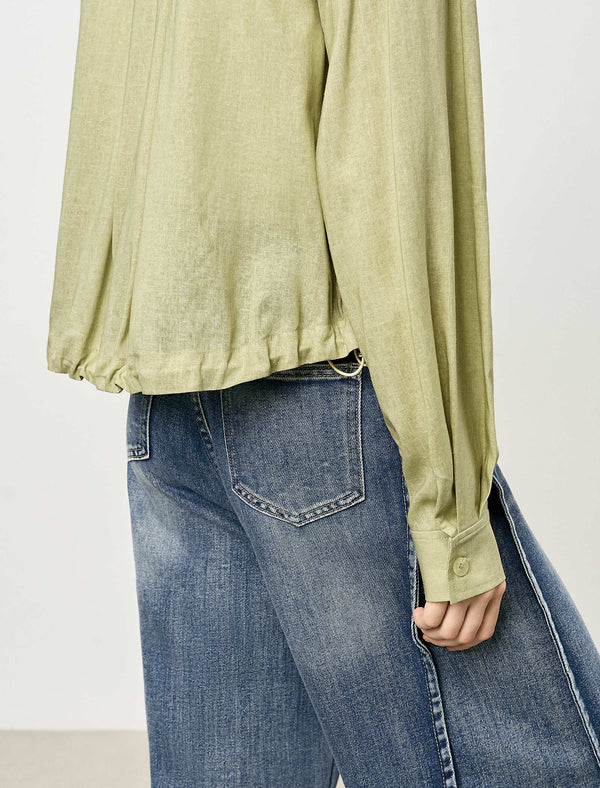 Yellow Loose Long-Sleeve Utility Shirt