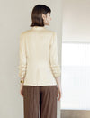 Champagne Textured Ruched Sleeve Blazer