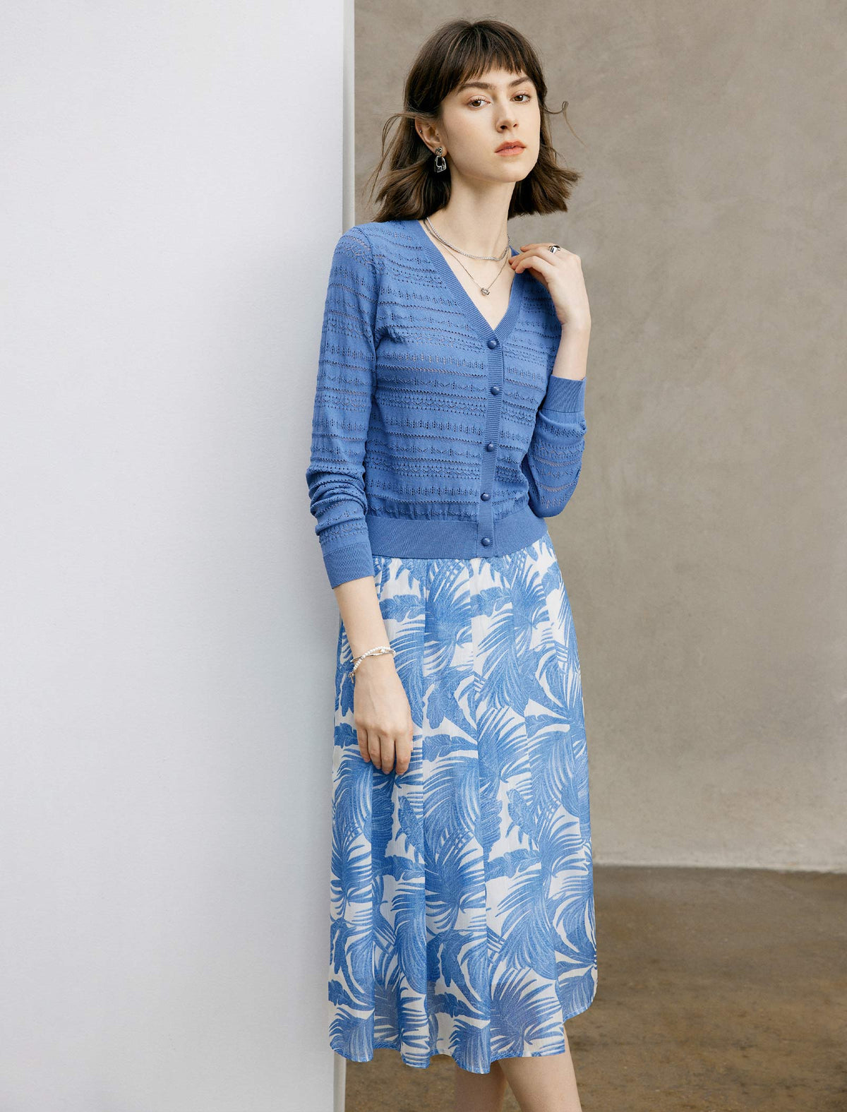 High Waist Botanical Print Midi Flare Skirt