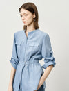 Tencel Blend Textured Belted Shirt