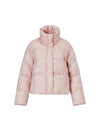 Textured Stand-Collar Zip-Front Pocket Cropped Puffer Jacket